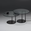 Glass coffee table NEX by DREIECK DESIGN: Parsol grey - base black powder coated
