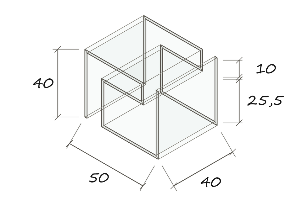 JANUS I · Maßskizze im Planungsstil · JANUS I · 50 × 40 × 40 cm