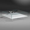 Coffee table KATO F by DREIECK DESIGN - Optiwhite glass - bottom plate color pure white - Feet bright nickel-plated
