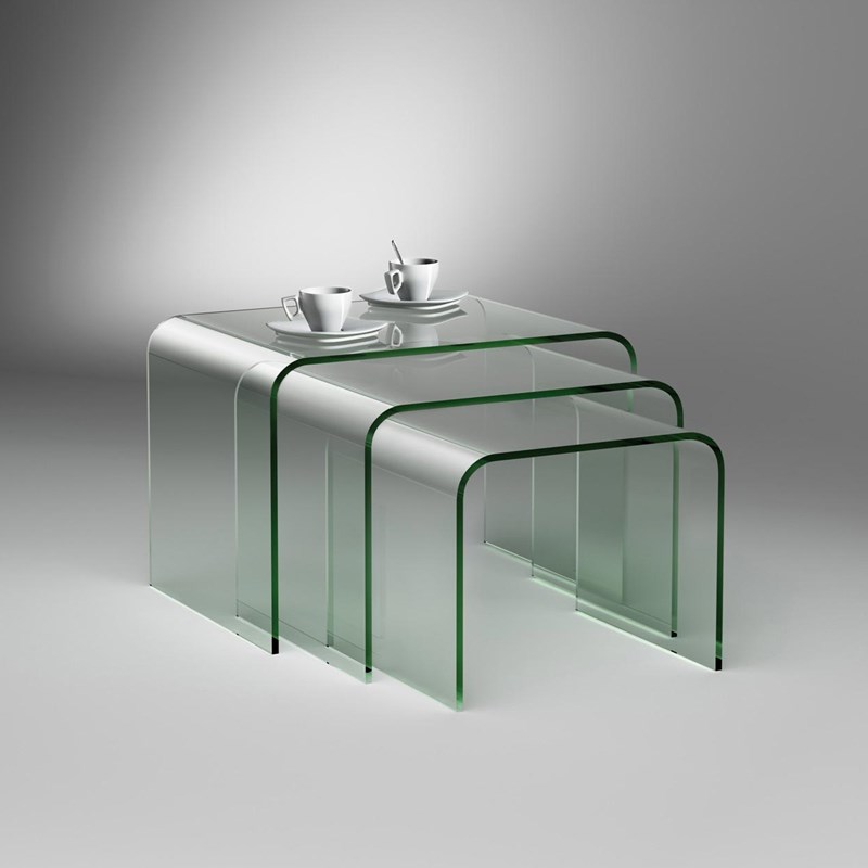 Glass nesting table ST05 by DREIECK DESIGN: ST05-1 + ST05-2 + ST05-3 - FLOATGLASS