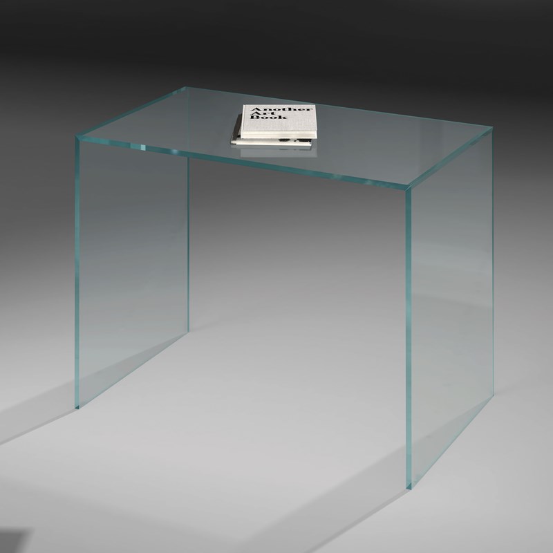Glass desk JANUS T by DREIECK DESIGN - Optiwhite clear