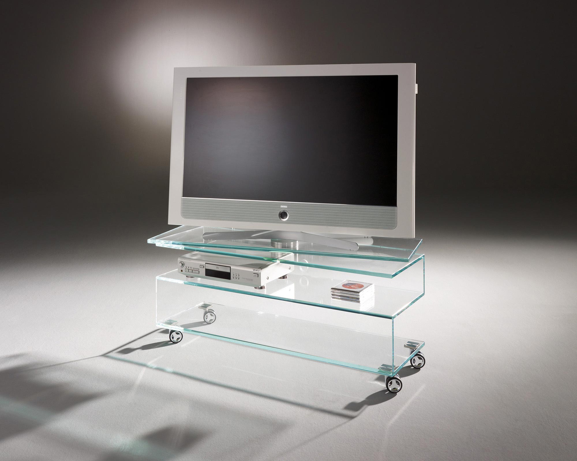Maclean MC-625 Großer Glas TV Tisch Fernsehtisch aus Glas 110 x 35 x 50,4 cm für Fernseher bis 50 Zoll 40 kg 40kg 