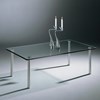 Glass cocktail table SIRIUS by DREIECK DESIGN: S 2740 - FLOATGLASS clear - rounded corners - table feet stainless steel brushed