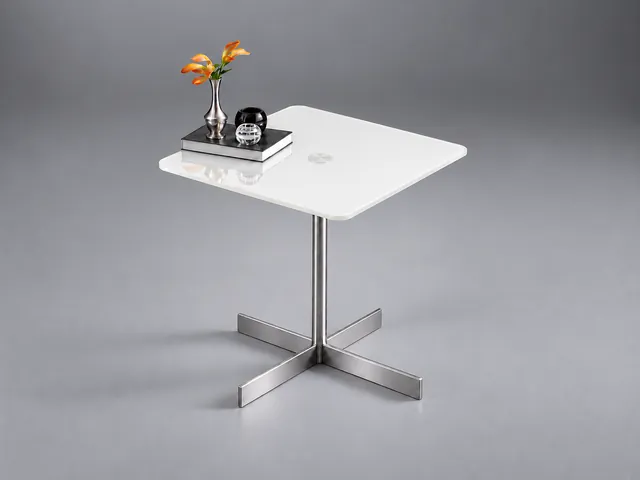 LIDO Glasbeistelltisch quadratisch · gerundete ecken · Eisenarmes Optiwhite · Color · glänzend · Reinweiß RAL 9010 · Materialillustration