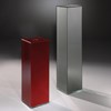 Glass CD shelf CUBE 100 - Floatglass color ruby red + CUBE 160 Floatglass color grey aluminum