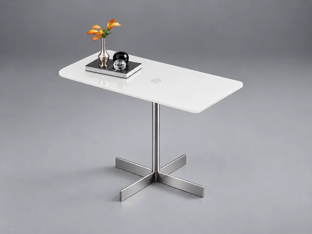 LIDO Glasbeistelltisch rechteckig · gerundete ecken · Eisenarmes Optiwhite · Color · glänzend · Reinweiß RAL 9010 · Materialillustration