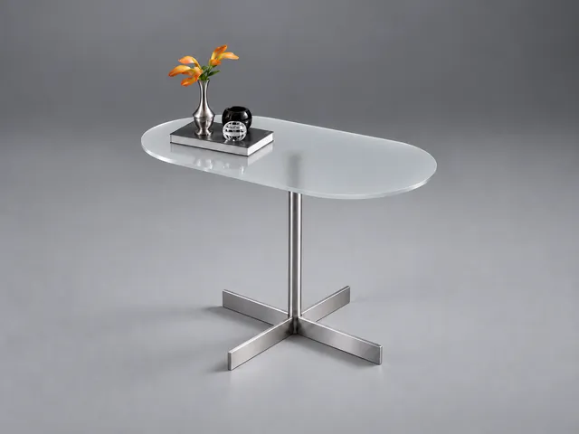 LIDO Glasbeistelltisch oval · Eisenarmes Optiwhite · Satiniert · Materialillustration