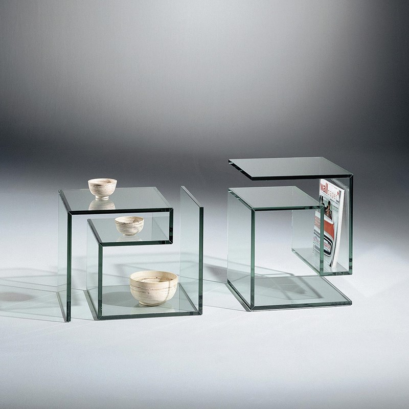 Glass side table JANUS I by DREIECK DESIGN: 2 x FLOATGLASS