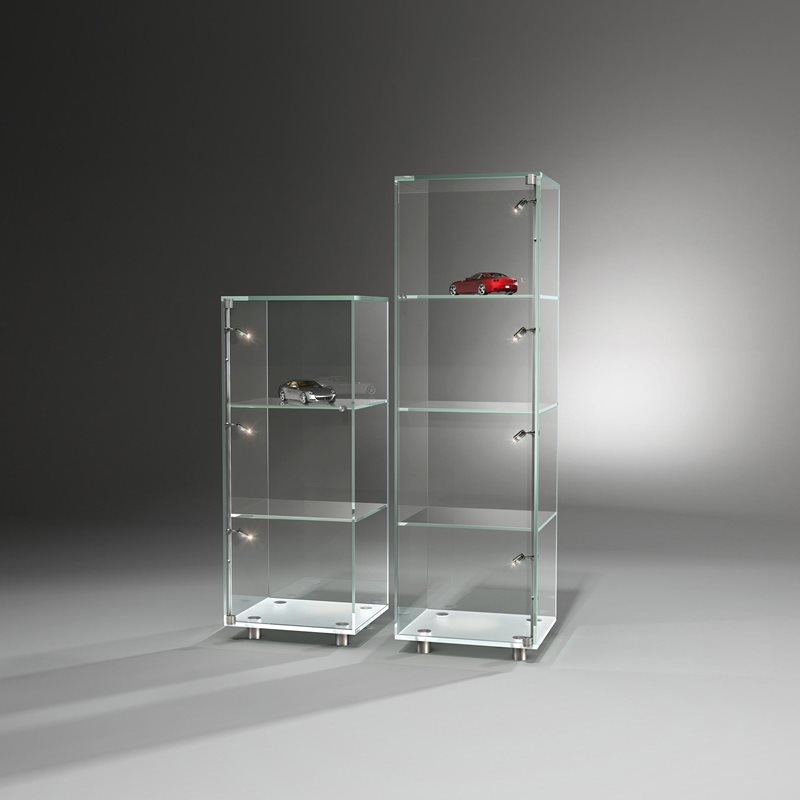 Showcase SOLUS by DREIECK DESIGN: S II + S III (with LED lighting) - OPTIWHITE clear