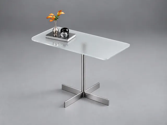 LIDO Glasbeistelltisch rechteckig · gerundete ecken · Eisenarmes Optiwhite · Satiniert · Materialillustration