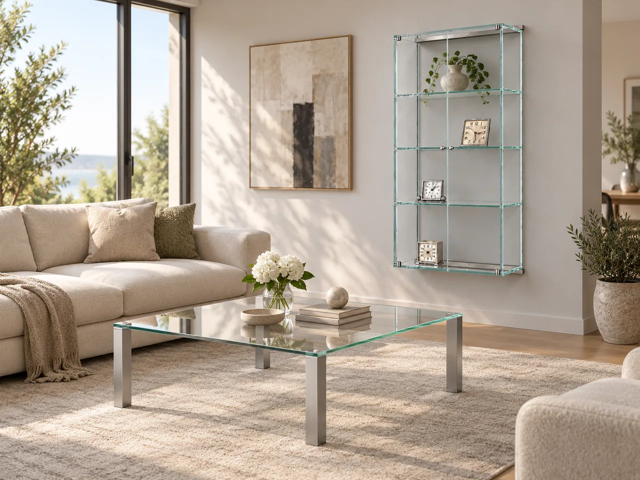 VITRO + QUADRO coffee table · Illustrative room setting · Example furnishing arrangement