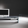 DREIECK DESIGN - glass tv rack ARCADIA 63 - FLOATGLASS - color grey aluminum + jet black + ARCADIA 13 OPTIWHITE clear