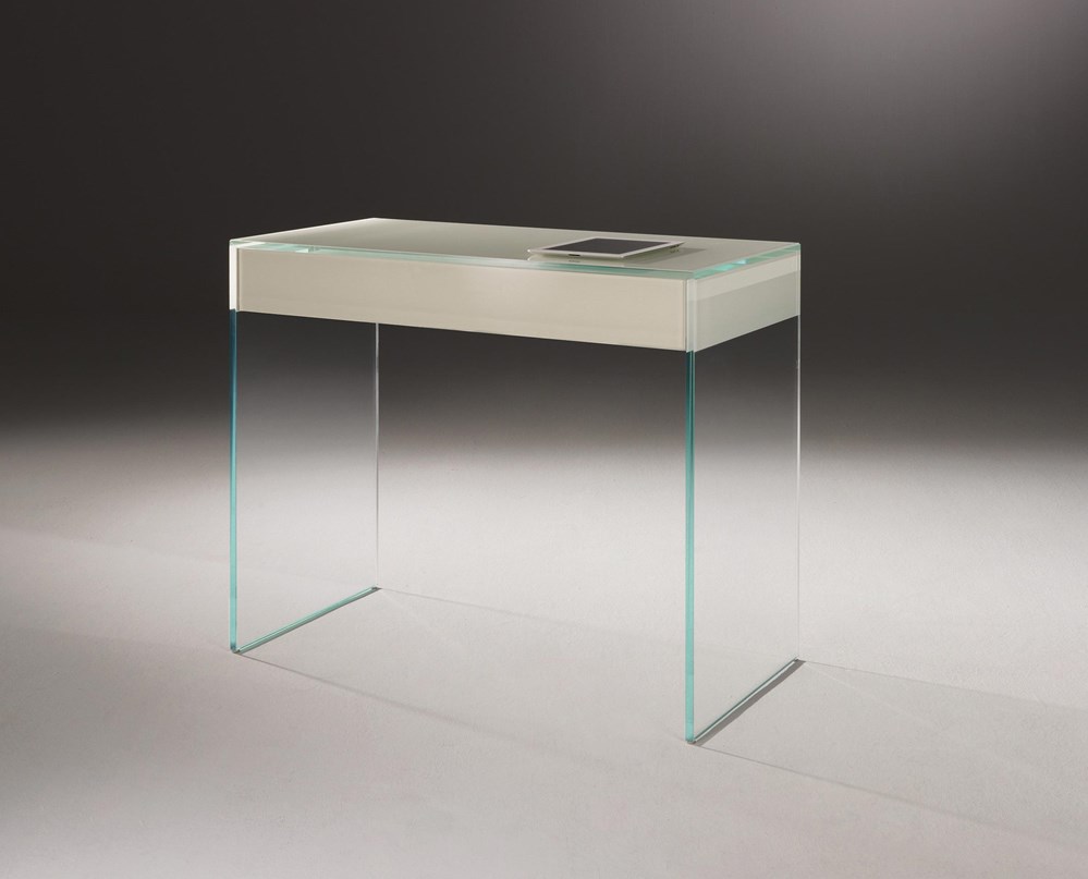 Small glass desk with drawer