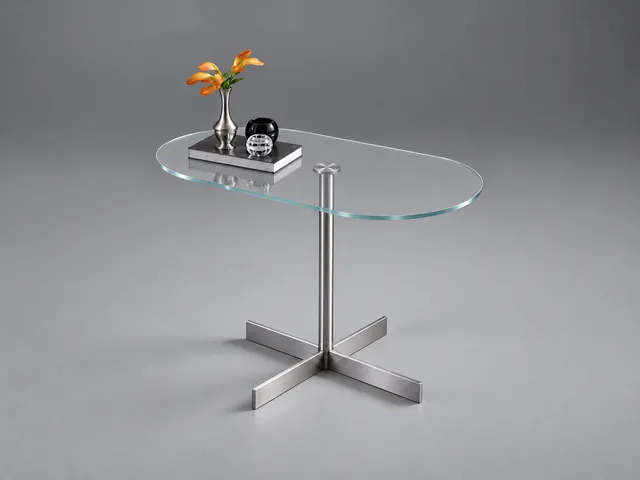 LIDO Glasbeistelltisch oval · Eisenarmes Optiwhite · Klar · Materialillustration