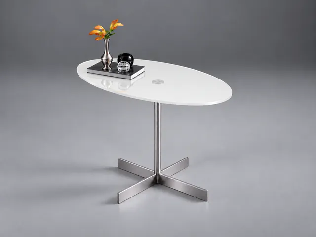 LIDO Glasbeistelltisch ellipse · Eisenarmes Optiwhite · Color · glänzend · Reinweiß RAL 9010 · Materialillustration