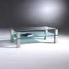 Glass coffee table REMUS double by DREIECK DESIGN: RM d 3745 - FLOATGLASS - intermediate plate satinated - table feet colored concrete grey
