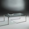 Glascouchtisch mit Edelstahlfüßen QUADRO von DREIECK DESIGN: Q 2740 - FLOATGLAS klar - Tischfüße Edelstahl gebürstet
