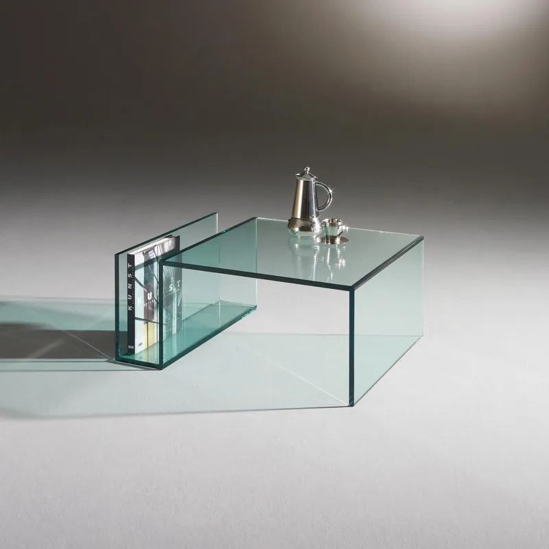 JANUS VII glass coffee table by DREIECK DESIGN · Floatglas · Horizontal coffee table position