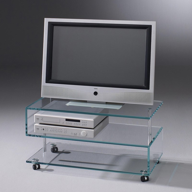 DREIECK DESIGN - glass tv rack LOGO IX - OPTIWHITE clear