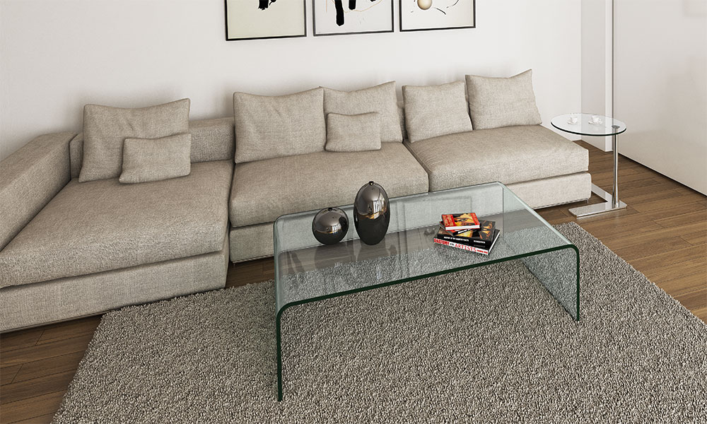 Welcher Couchtisch zu welchem Sofa - Gebogener Couchtisch aus Glas