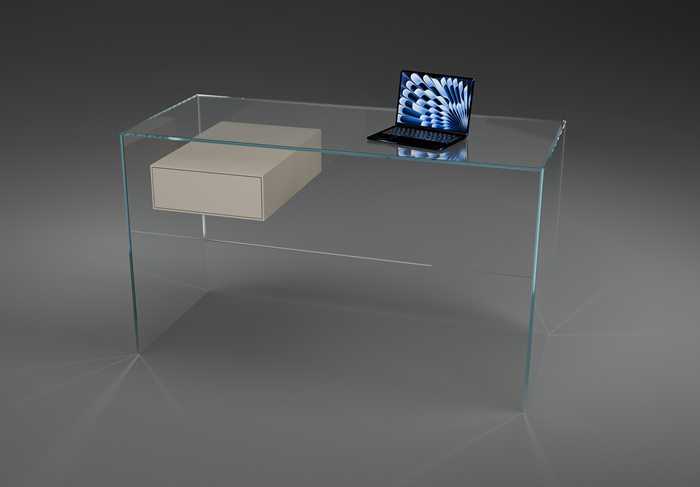 Glasschreibtisch FLY mit Schublade
