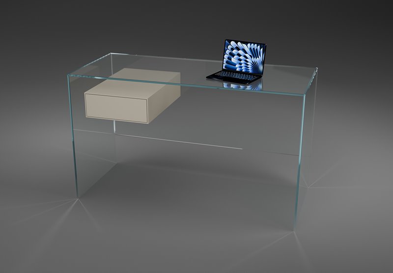 Glasschreibtisch FLY mit Schublade