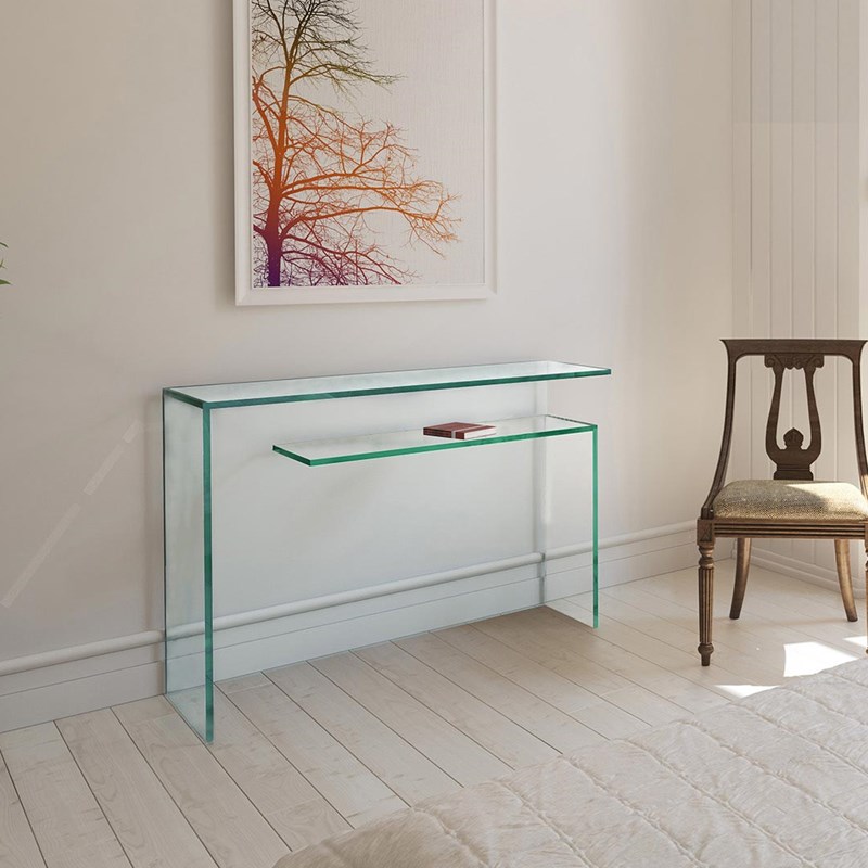 Glass console table L 105 by DREIECK DESIGN: OPTIWHITE clear