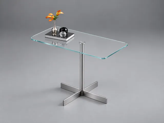 LIDO Glasbeistelltisch rechteckig · gerundete ecken · Eisenarmes Optiwhite · Klar · Materialillustration