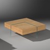 Coffee table MONUMENT with two drawers and turnable tray - made of solid oak - 95 x 95 x 36,5 cm