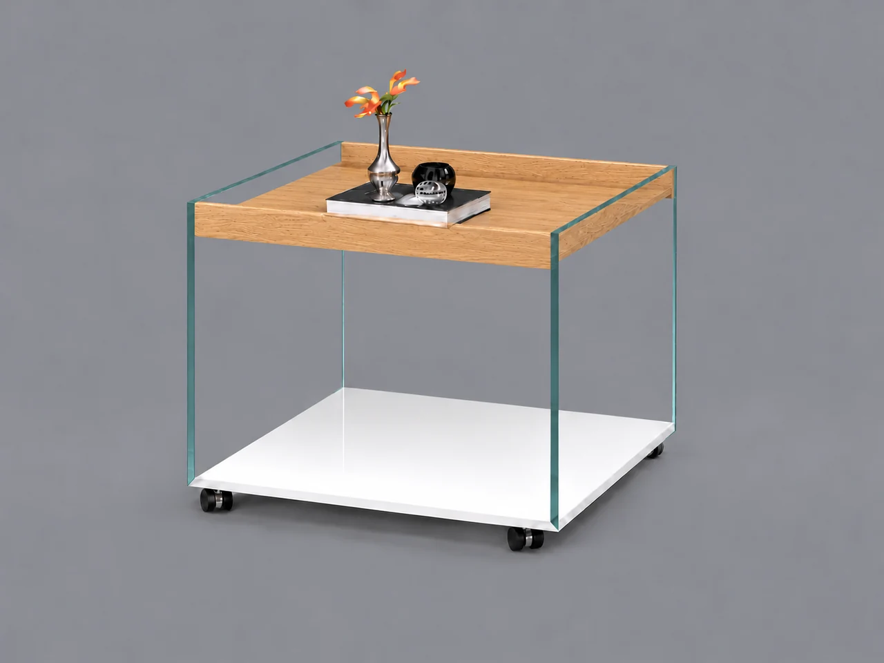 TRAY · Optiwhite · Oak · Pure white RAL 9010 · Material illustration