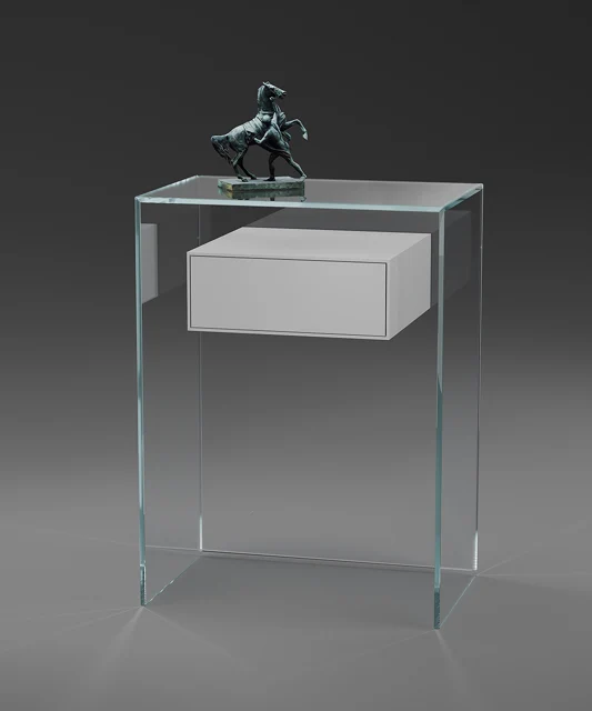 FLY 56 · Optiwhite klar · MDF · Reinweiß RAL 9010, seidenmatt