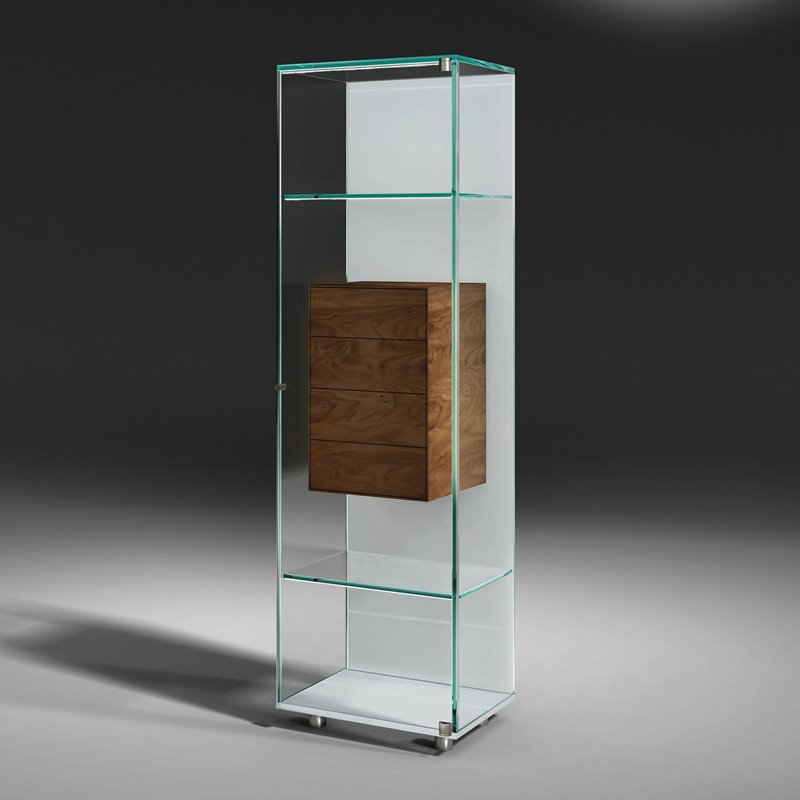 SOLUS FLY · clear Optiwhite · solid walnut · LED