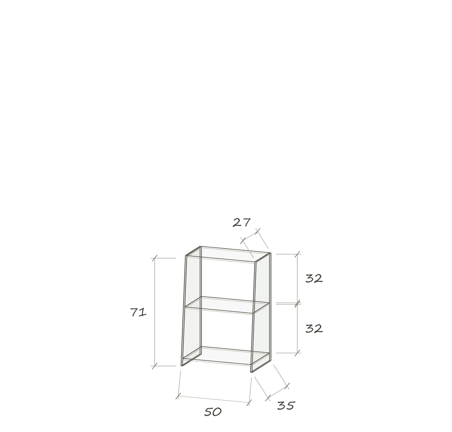 T I Sb · 50 × 35 × 71 cm · Schräg · 50 cm breit · Maße in cm