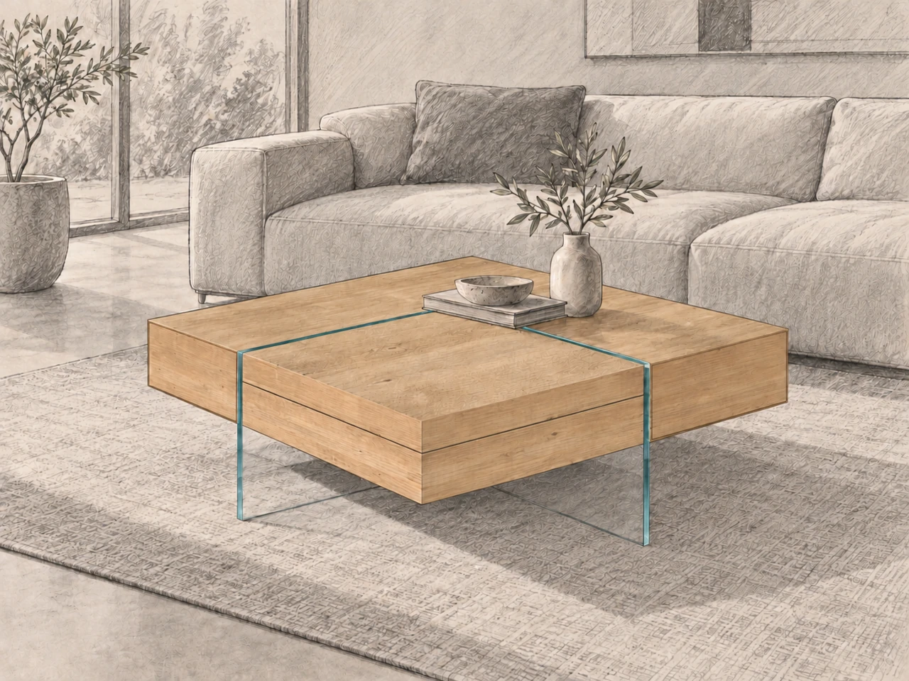 MONUMENT · Artistic room illustration; example furnishing arrangement
