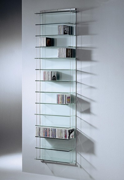 CD 624 Wandregal aus Glas mit satinierter Rückwand