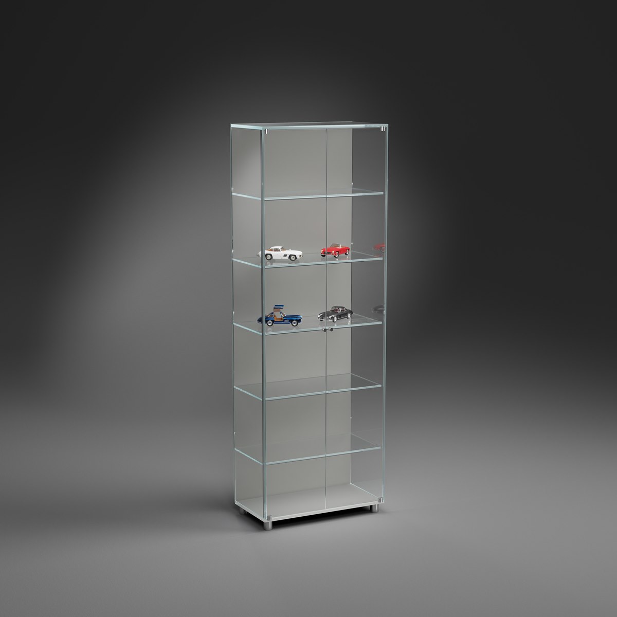 Große Glasvitrine SOLUS XL aus Optiwhite-Glas mit LED-Beleuchtung