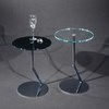 Glass side table DISC by DREIECK DESIGN: OPTIWHITE color jet black + clear
