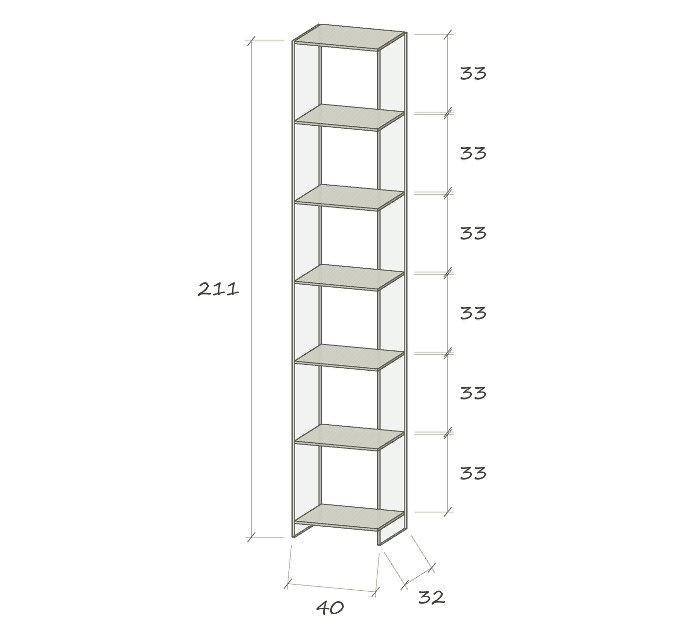 To V · 40 × 32 × 211 cm · Optiwhite · Color or Samtcolor · Dimensions in cm