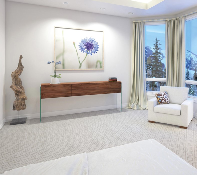 Breite FLAIR Konsole mit Nussbaum-Schubladen im Wohnraum