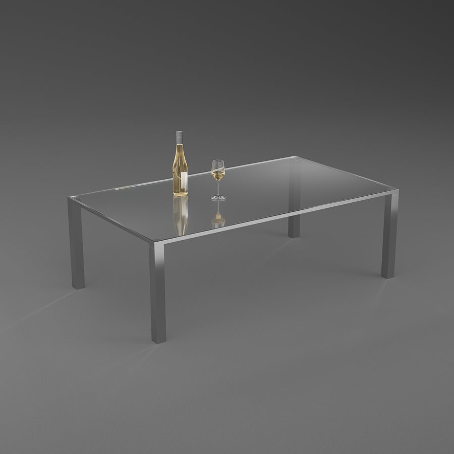 FAME rechteckiger Glas-Couchtisch mit Edelstahlrahmen