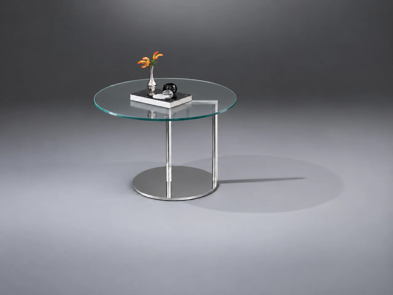 NEX · Optiwhite klar · Edelstahl handpoliert · Materialillustration