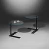 Glass side table FADO by DREIECK DESIGN: OPTIWHITE clear + parsol grey - base powder coated black