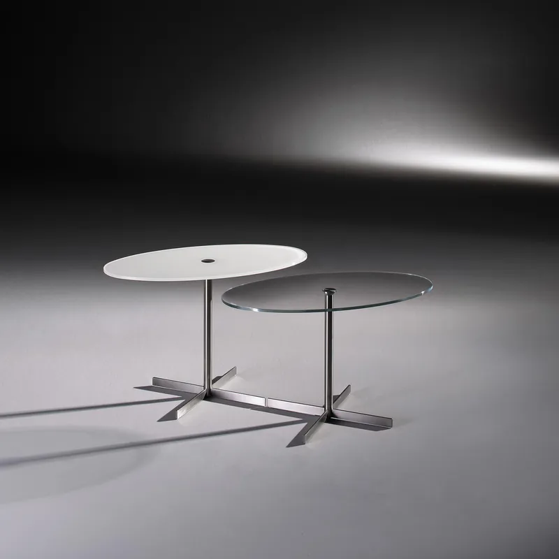 LIDO: Ellipse OPTIWHITE color reinweiss + klar - Gestell Edelstahl gebürstet