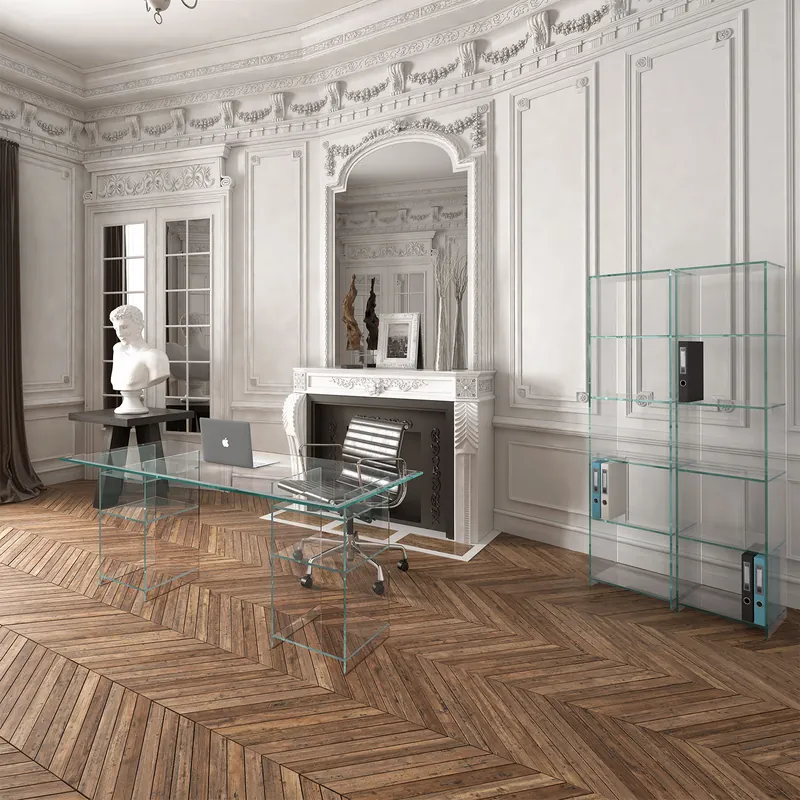 CLASSIC · 5532 Optiwhite + base with two glass shelving units