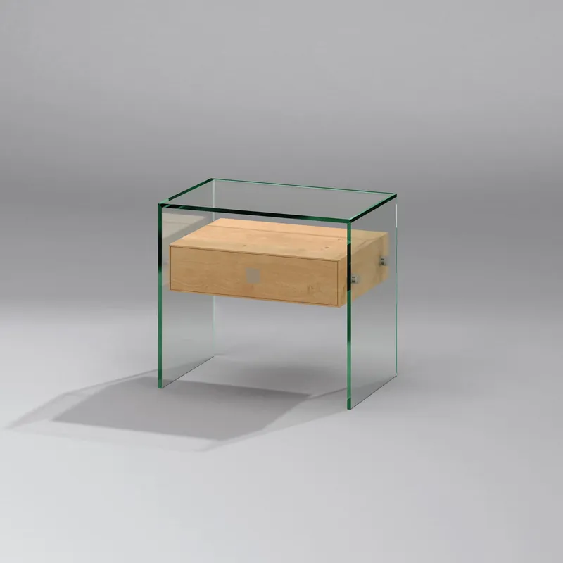 Nachttisch aus Massivholz-Schublade PURE WOOD von DREIECK DESIGN: FLOATGLAS - Massivholz Eiche