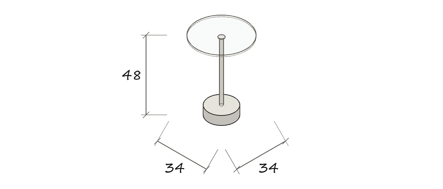 ROTON · Maßskizze im Planungsstil · ROTON · Ø 34 · 48 cm