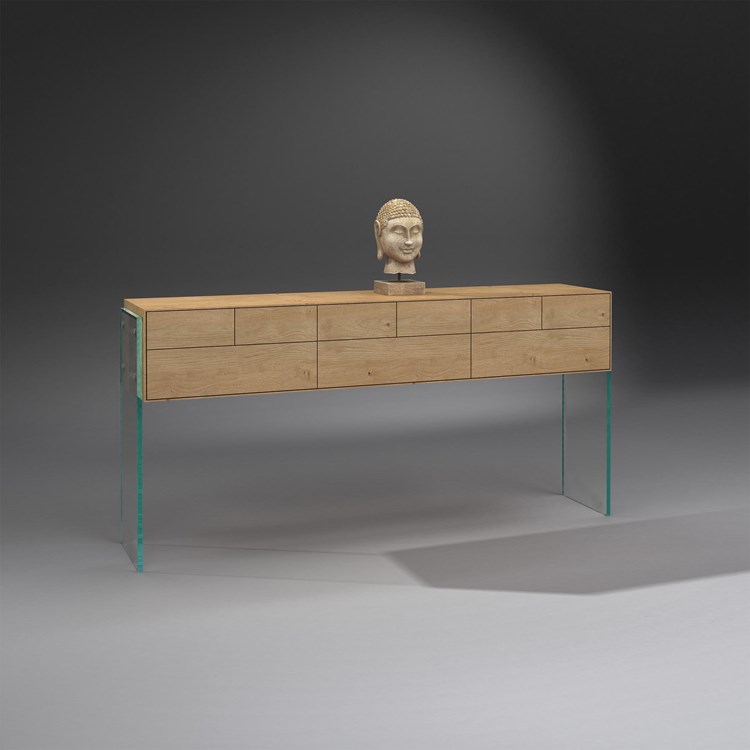 Wohn-Esszimmer einrichten mit Massivholzkonsole FLAIR von DREIECK DESIGN
