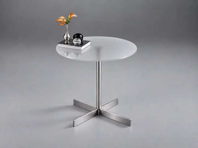 LIDO Glasbeistelltisch rund · Eisenarmes Optiwhite · Satiniert · Materialillustration