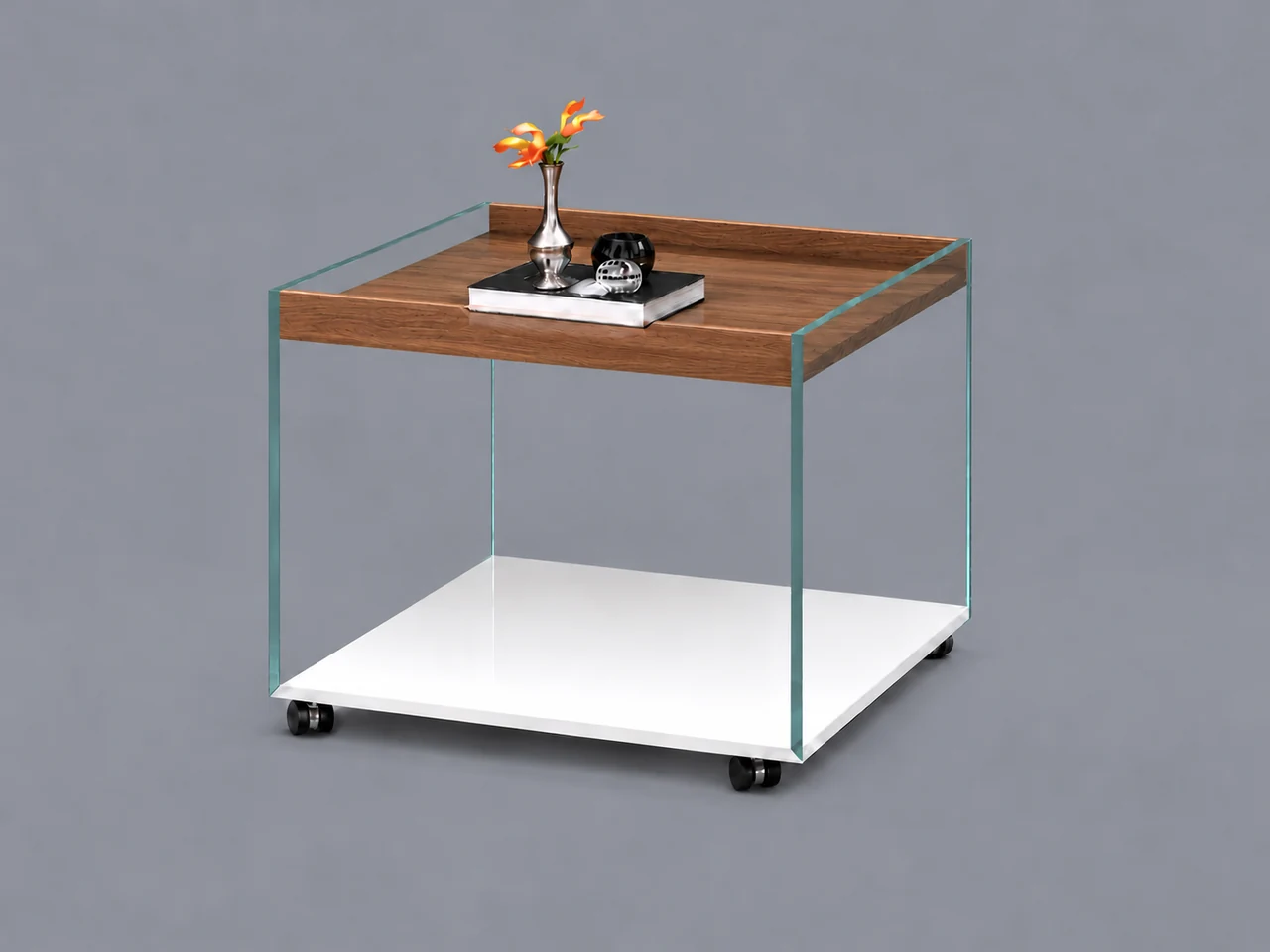 TRAY · Optiwhite · Walnut · Pure white RAL 9010 · Material illustration